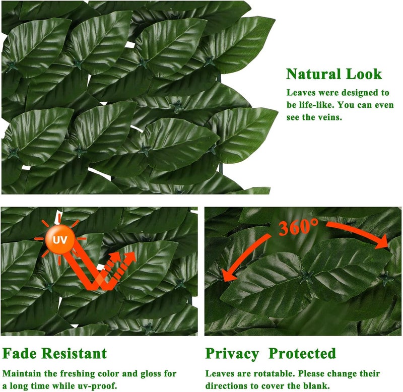 iCover 2PK 39 * 118in Artificial Ivy Privacy Fence Screen Cover, Highly Dense Leaves Wtih Strengthened Joint Prevent Leave Falling Off, Faux Hedge Panels Greenery Vines, Decorative Fences - Image 3